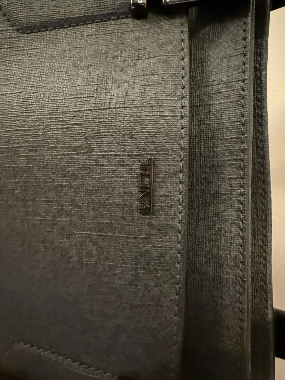 Tumi Dark Brown/Gray Tote Bag with Leather Trim - Picture 4 of 16